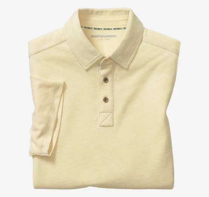 Men Johnston and Murphy Polos and Tees Vintage Slub Polo Light Yellow