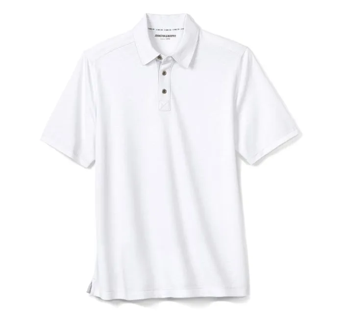 Men Johnston and Murphy Polos and Tees Vintage Slub Polo White Men Johnston and Murphy Polos and Tees Vintage Slub Polo White