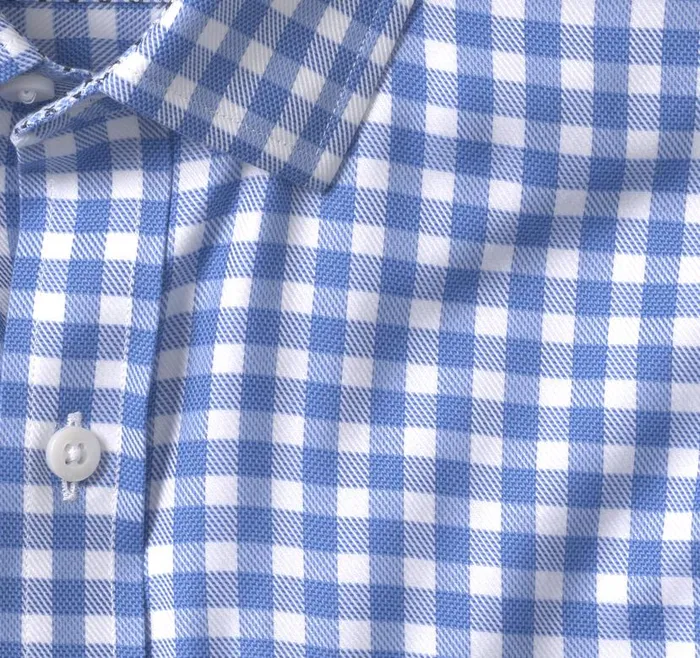 Men Johnston and Murphy Shirts NonIron Dress Shirt Blue Gingham Men Johnston and Murphy Shirts NonIron Dress Shirt Blue Gingham