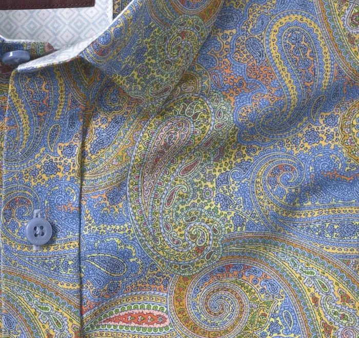 Men Johnston and Murphy Shirts Printed Cotton Shirt Blue Large Paisley Men Johnston and Murphy Shirts Printed Cotton Shirt Blue Large Paisley