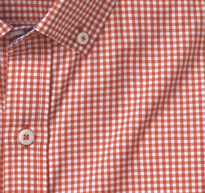 Men Johnston and Murphy Shirts XC4 LongSleeve StretchWoven Shirt Orangewhite Gingham Men Johnston and Murphy Shirts XC4 LongSleeve StretchWoven Shirt Orangewhite Gingham