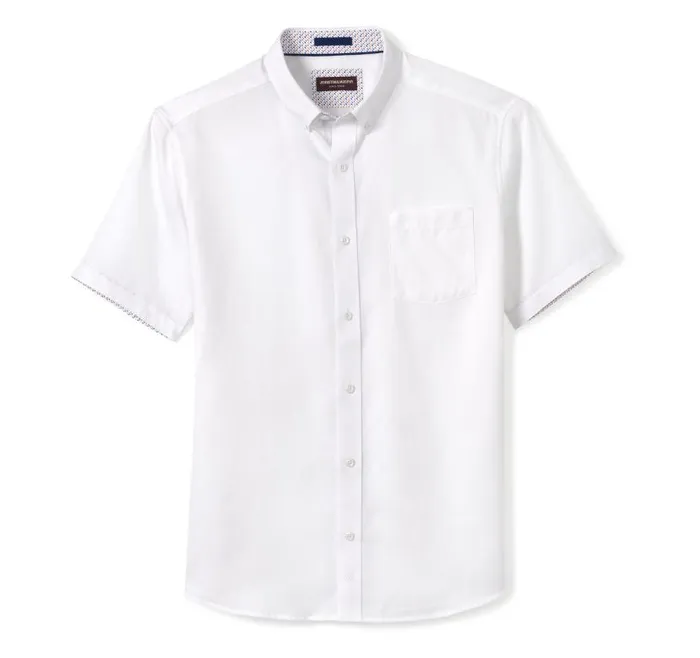 Men Johnston and Murphy ShortSleeve Shirts Textured Cotton ShortSleeve Shirt White Solid Men Johnston and Murphy ShortSleeve Shirts Textured Cotton ShortSleeve Shirt White Solid