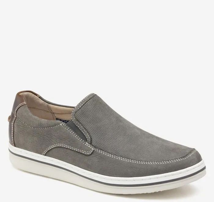 Men Johnston and Murphy SlipOns and Loafers Bowling Moc Venetian Gray Embossed Tumbled Nubuck Men Johnston and Murphy SlipOns and Loafers Bowling Moc Venetian Gray Embossed Tumbled Nubuck