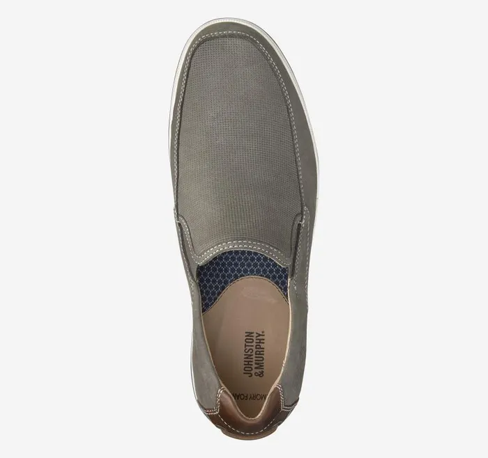 Men Johnston and Murphy SlipOns and Loafers Bowling Moc Venetian Gray Embossed Tumbled Nubuck Men Johnston and Murphy SlipOns and Loafers Bowling Moc Venetian Gray Embossed Tumbled Nubuck