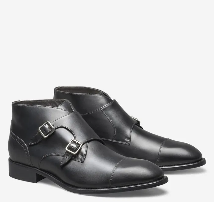 Men Johnston and Murphy SlipOns and Loafers Ellsworth Double Buckle Boot Black Italian Calfskin Men Johnston and Murphy SlipOns and Loafers Ellsworth Double Buckle Boot Black Italian Calfskin