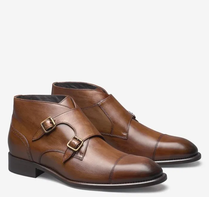 Men Johnston and Murphy SlipOns and Loafers Ellsworth Double Buckle Boot Brown Handstained Calfskin Men Johnston and Murphy SlipOns and Loafers Ellsworth Double Buckle Boot Brown Handstained Calfskin