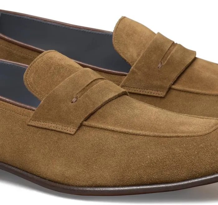 Men Johnston and Murphy SlipOns and Loafers Taylor Penny Loafer Snuff Italian Suede Men Johnston and Murphy SlipOns and Loafers Taylor Penny Loafer Snuff Italian Suede