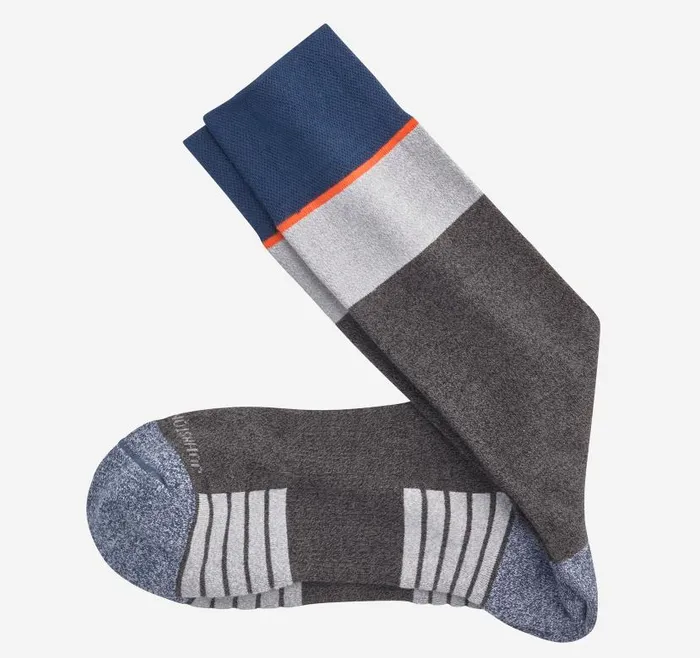 Men Johnston and Murphy Socks First In Comfort Block Stripe Socks Grey