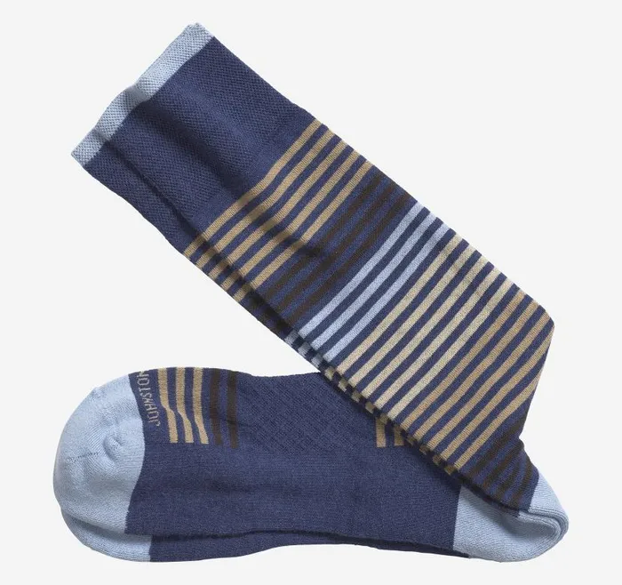 Men Johnston and Murphy Socks First In Comfort Heather Stripe Socks Blue