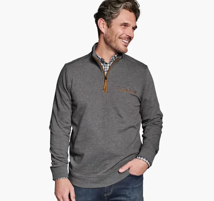 Men Johnston and Murphy Sweaters and Knits Knit QuarterZip Gray