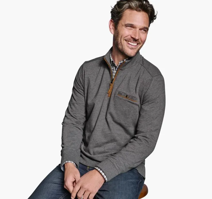 Men Johnston and Murphy Sweaters and Knits Knit QuarterZip Gray Men Johnston and Murphy Sweaters and Knits Knit QuarterZip Gray