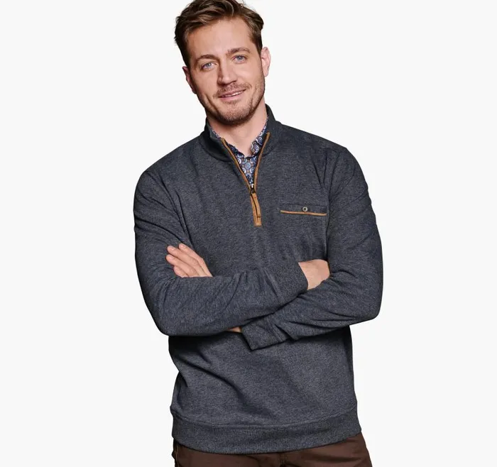 Men Johnston and Murphy Sweaters and Knits Knit QuarterZip Navy