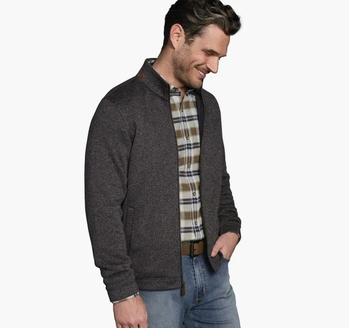 Men Johnston and Murphy Sweaters and Knits Marled Ribbed Full Zip Navybrown