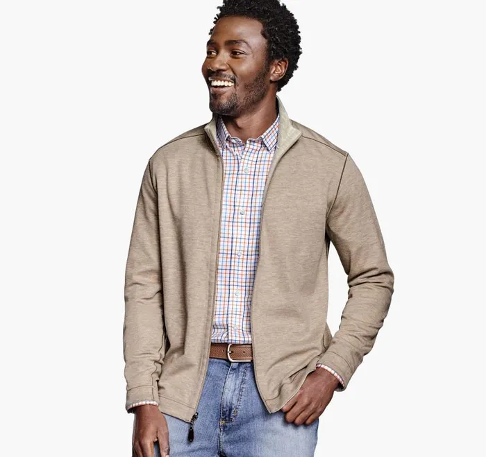 Men Johnston and Murphy Sweaters and Knits Reversible FullZip Oatmealgray