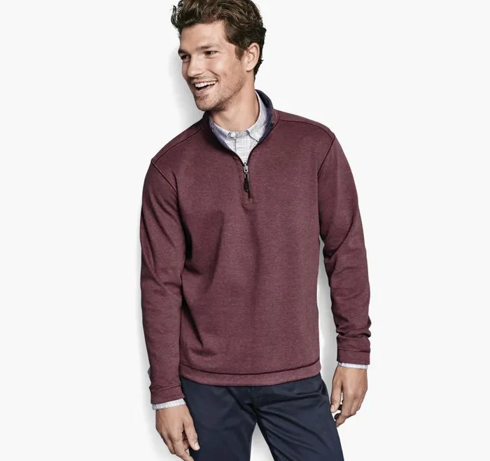 Men Johnston and Murphy Sweaters and Knits Reversible Solid QuarterZip Berryblue