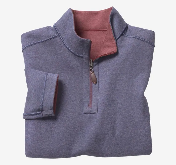 Men Johnston and Murphy Sweaters and Knits Reversible Solid QuarterZip Berryblue Men Johnston and Murphy Sweaters and Knits Reversible Solid QuarterZip Berryblue