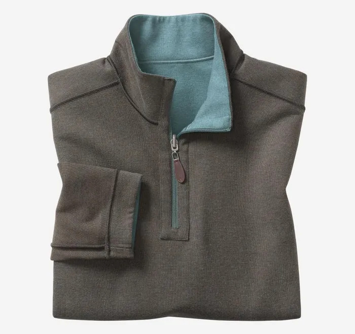 Men Johnston and Murphy Sweaters and Knits Reversible Solid QuarterZip Emeraldbrown Men Johnston and Murphy Sweaters and Knits Reversible Solid QuarterZip Emeraldbrown
