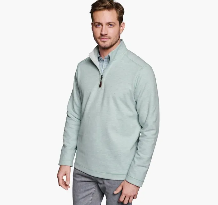 Men Johnston and Murphy Sweaters and Knits Reversible Solid QuarterZip Mint