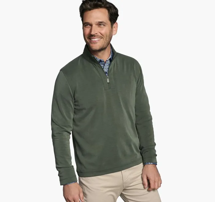 Men Johnston and Murphy Sweaters and Knits Vintage Washed QuarterZip Olive