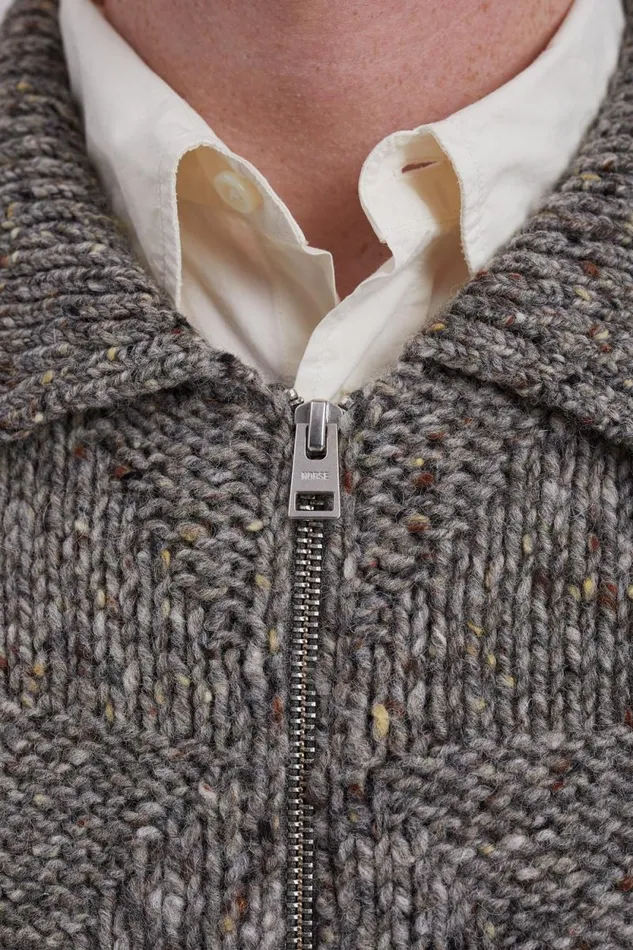 Men Jonas Donegal Diamond Sweater Grey Melange Norse Projects Knitwear