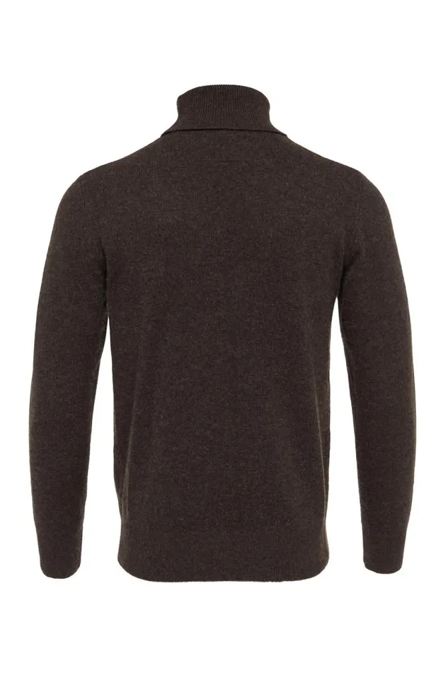 Men Knitwear Holland Cooper Byron Roll Neck Knit Chocolate
