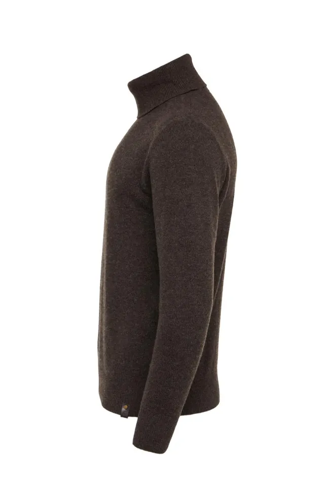 Men Knitwear Holland Cooper Byron Roll Neck Knit Chocolate