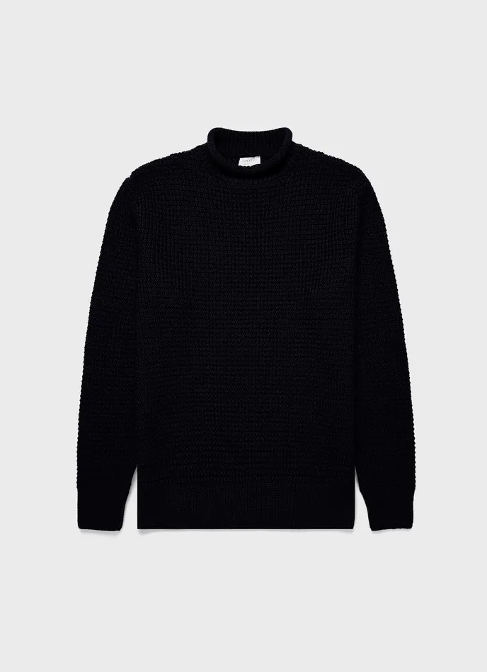 Men Knitwear ussunspel Merino Fisherman Jumper Navy