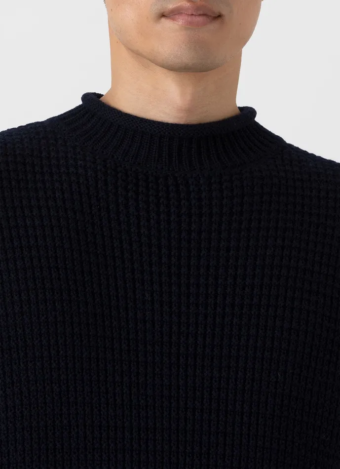 Men Knitwear ussunspel Merino Fisherman Jumper Navy Men Knitwear ussunspel Merino Fisherman Jumper Navy