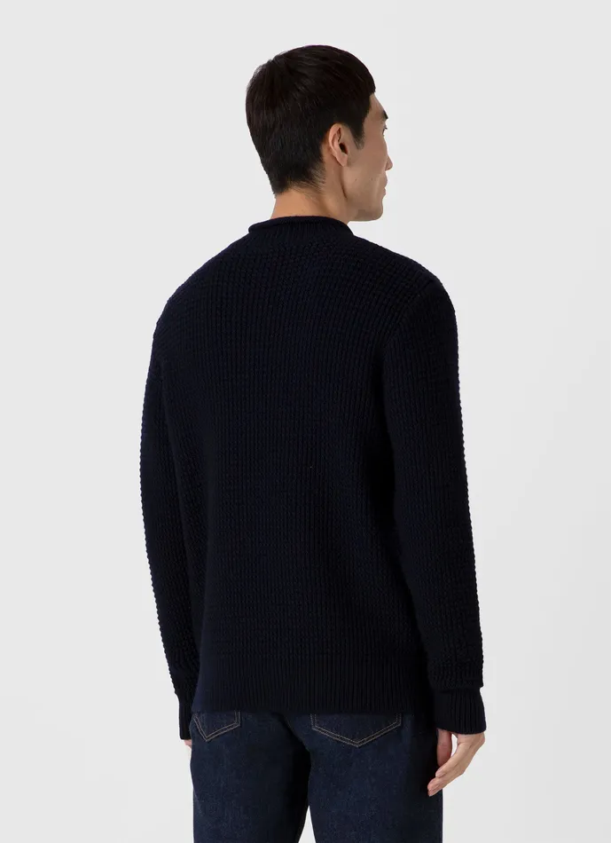Men Knitwear ussunspel Merino Fisherman Jumper Navy Men Knitwear ussunspel Merino Fisherman Jumper Navy