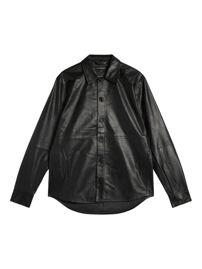 Men Landon Leather Overshirt Black JLindeberg Overshirts Men Landon Leather Overshirt Black JLindeberg Overshirts