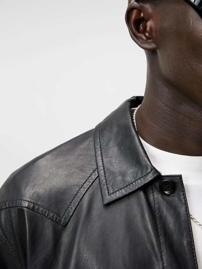 Men Landon Leather Overshirt Black JLindeberg Overshirts Men Landon Leather Overshirt Black JLindeberg Overshirts