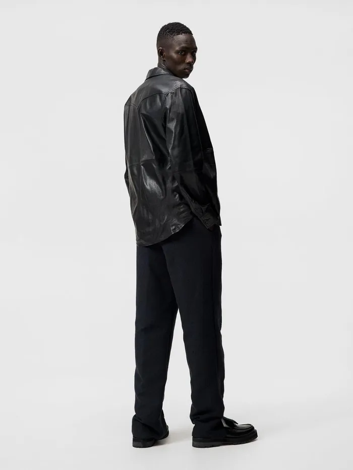 Men Landon Leather Overshirt Black JLindeberg Overshirts Men Landon Leather Overshirt Black JLindeberg Overshirts