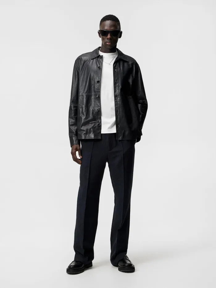 Men Landon Leather Overshirt Black JLindeberg Overshirts Men Landon Leather Overshirt Black JLindeberg Overshirts