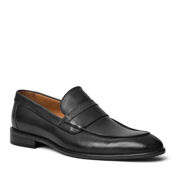 Men Loafers and Slipons Bruno Magli Silvestro Embosssed Bit Loafer Black Leather