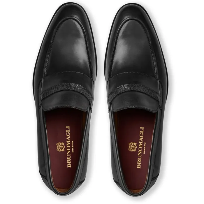 Men Loafers and Slipons Bruno Magli Silvestro Embosssed Bit Loafer Black Leather