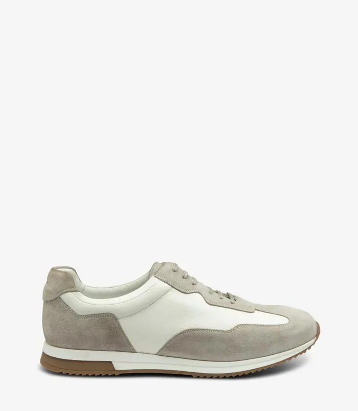 Men Loake Trainers and Sneakers Linford White and Grey Suede