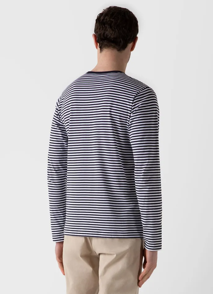 Men Long Sleeve Classic Tshirt WhiteNavy English Stripe Tshirts ussunspel Men Long Sleeve Classic Tshirt WhiteNavy English Stripe Tshirts ussunspel