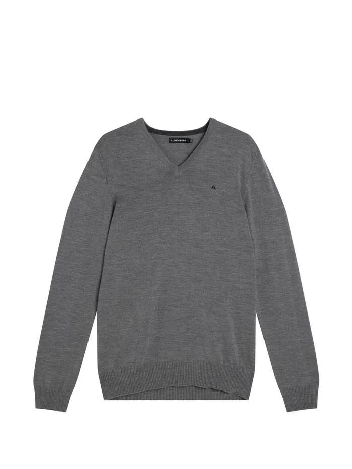Men Lymann Merino Vneck Sweater Grey Melange JLindeberg Knitwear Men Lymann Merino Vneck Sweater Grey Melange JLindeberg Knitwear