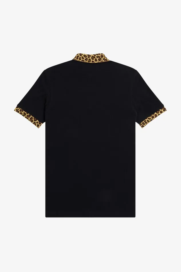 Men Noon GoonsNoongoons Leopard Print Polo Shirt Black Fred Perry Polo Shirts