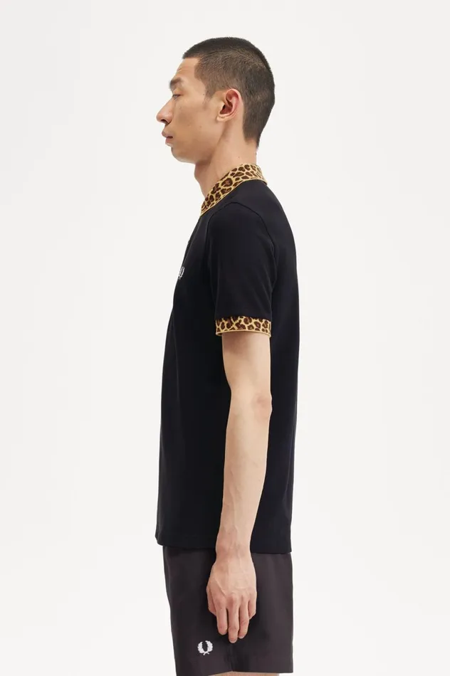Men Noon GoonsNoongoons Leopard Print Polo Shirt Black Fred Perry Polo Shirts
