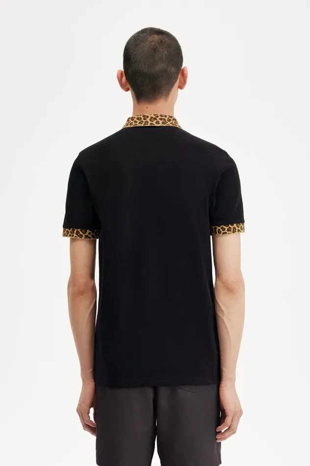 Men Noon GoonsNoongoons Leopard Print Polo Shirt Black Fred Perry Polo Shirts