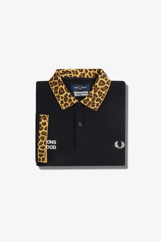 Men Noon GoonsNoongoons Leopard Print Polo Shirt Black Fred Perry Polo Shirts