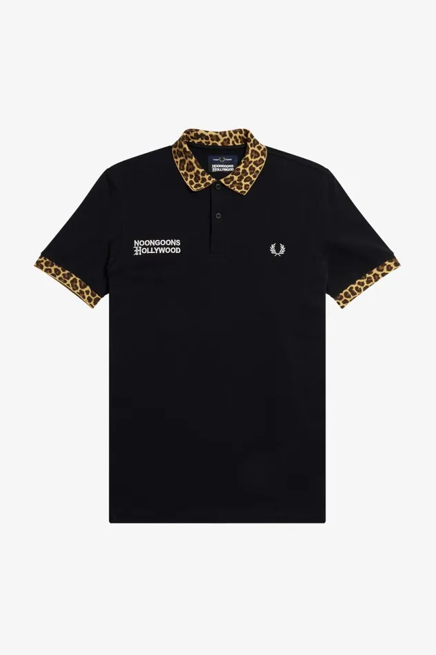 Men Noon GoonsNoongoons Leopard Print Polo Shirt Black Fred Perry Polo Shirts
