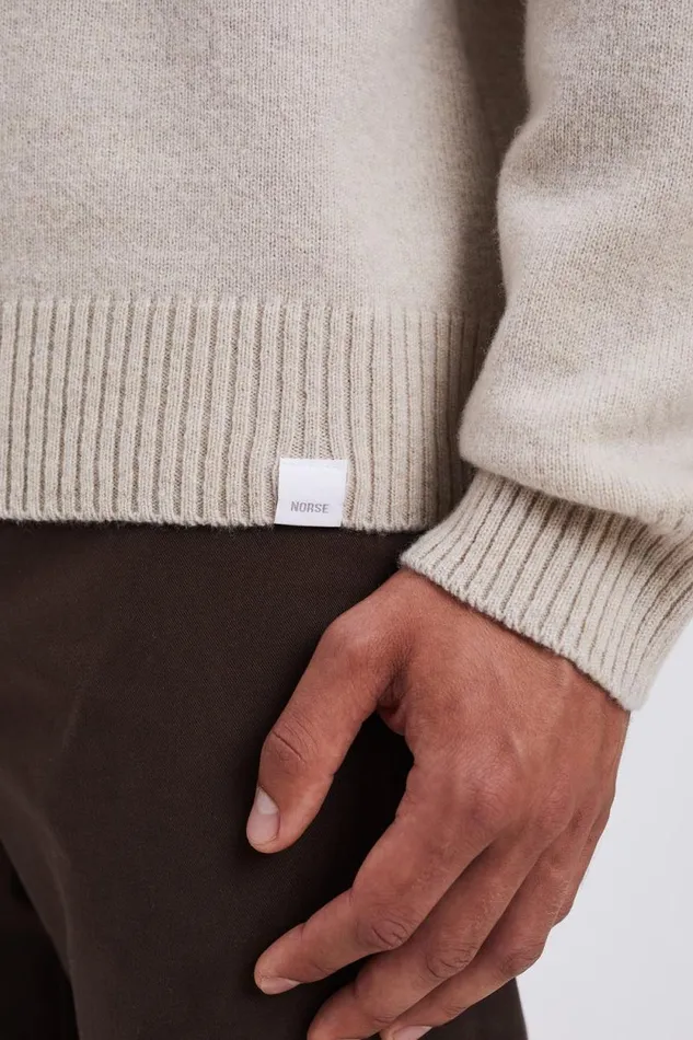 Men Norse Standard Merino Lambswool Polo Oatmeal Norse Projects Knitwear