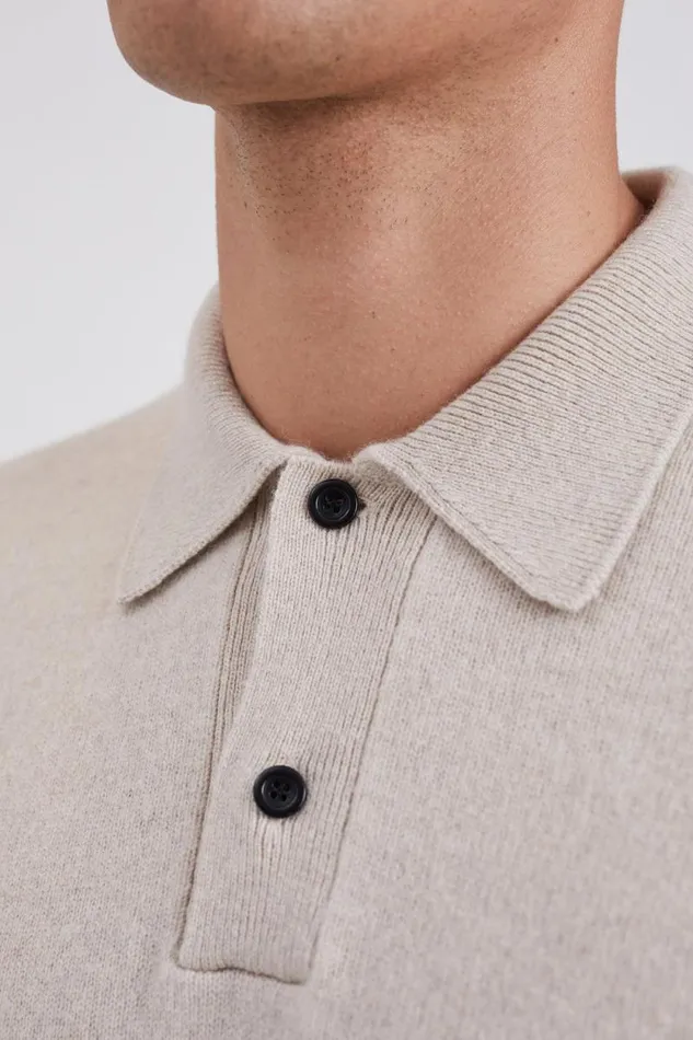 Men Norse Standard Merino Lambswool Polo Oatmeal Norse Projects Knitwear