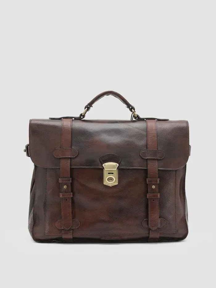 Men Officine Creative Accessories RARE 26 Brown Leather BriefCase