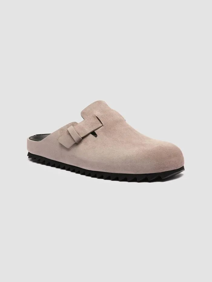 Men Officine Creative Footwear AGOR 012 Taupe Suede Mule Sandals Men Officine Creative Footwear AGOR 012 Taupe Suede Mule Sandals