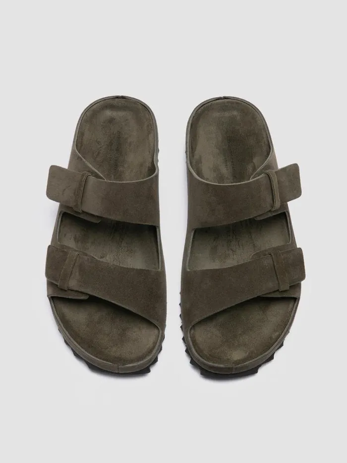 Men Officine Creative Footwear AGORA 002 Green Suede Sandals Men Officine Creative Footwear AGORA 002 Green Suede Sandals
