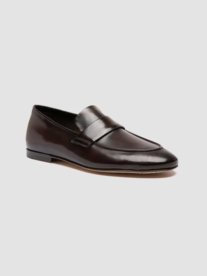 Men Officine Creative Footwear AIRTO 001 Brown Leather Penny Loafers