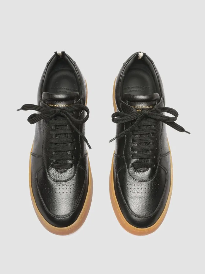 Men Officine Creative Footwear ASSET 001 Black Leather Low Top Sneakers Men Officine Creative Footwear ASSET 001 Black Leather Low Top Sneakers